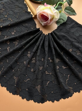 新品 外贸优质黑色蕾丝布料服装弹力花边裙子下摆领口配饰DIY辅料