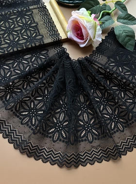 外贸优质弹力黑色蕾丝花边服装辅料裙摆加长装饰布料袖口边辅料