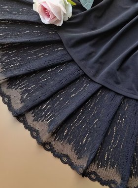 法单优质黑色弹性蕾丝花边抹胸服装辅料裙摆装饰布料加密款宽23CM