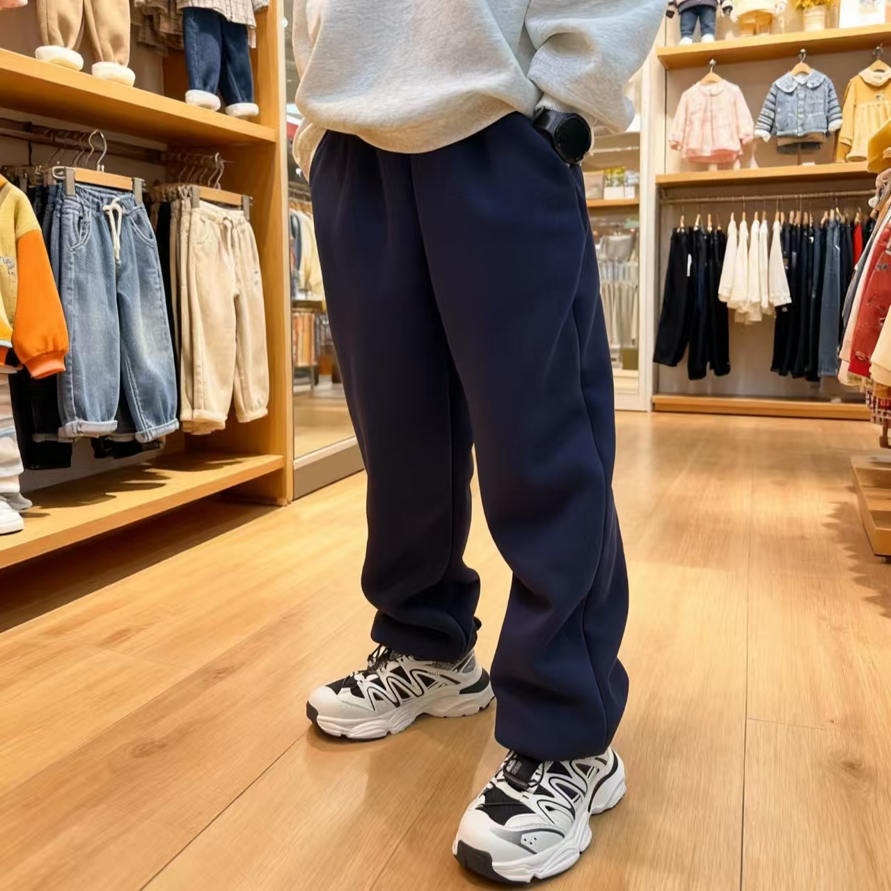 儿童秋冬加绒加厚裤子春秋卫裤中大童运动休闲裤男女童宽松校服裤