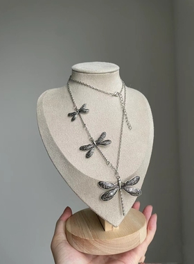 蜻蜓项链复古做旧毛衣链长链卫衣项链