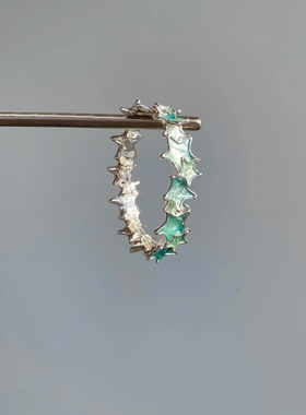 中古复古星星彩色画油拼接手链手工画油五角星时尚合金手镯