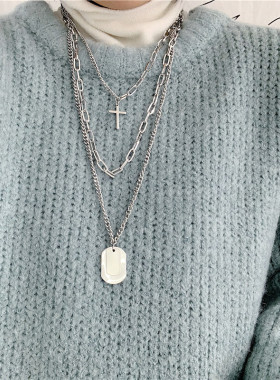 街头风韩版亮片十字架毛衣链潮流