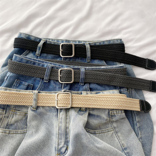 免打孔2025新款编织黑色男款皮带女百搭男士裤带女款配牛仔裤腰带