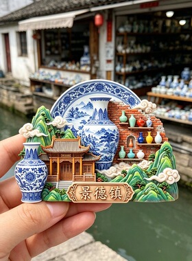 景德镇树脂浮雕磁吸冰箱贴江西旅游文创纪念品小礼品装饰