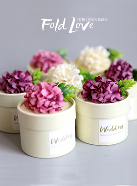 绣球圆筒喜糖盒子创意个性婚礼用品欧式喜糖盒原创喜糖盒哲糖热卖