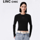 LINCCHIC金羽杰专柜正品 紧致机能感小圆领针织衫 女S233SW401
