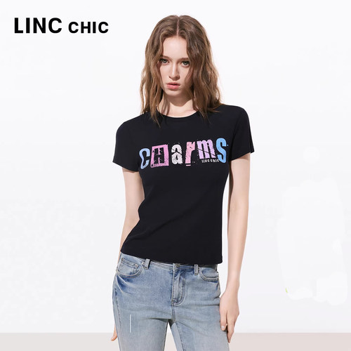 LINCCHIC金羽杰夏季印花T恤女