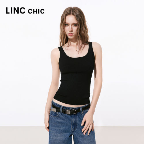 LINCCHIC金羽杰U领针织吊带
