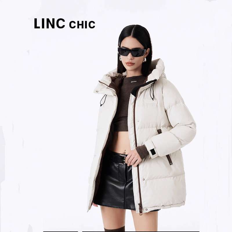 金羽杰简约通勤中长款羽绒服