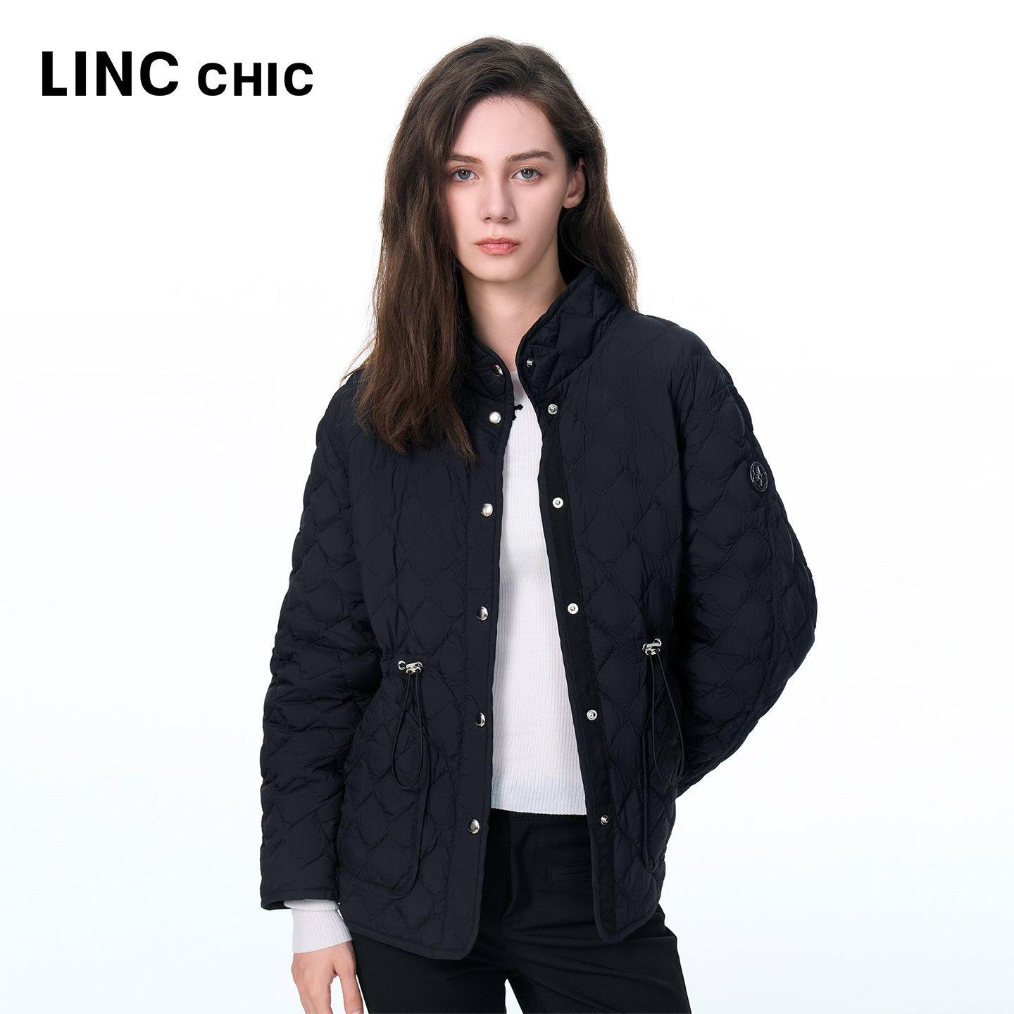 LINCCHIC立领菱形绗缝羽绒服