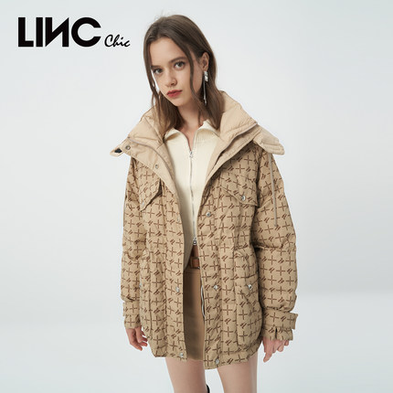 LINC金羽杰秋冬新款复古学院收腰短款面包羽绒服女Y22602360