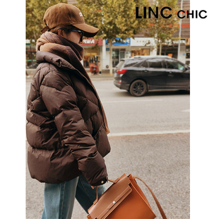 LINC金羽杰专柜正品羽绒服女款修身A版短款羽绒服女Y24601330