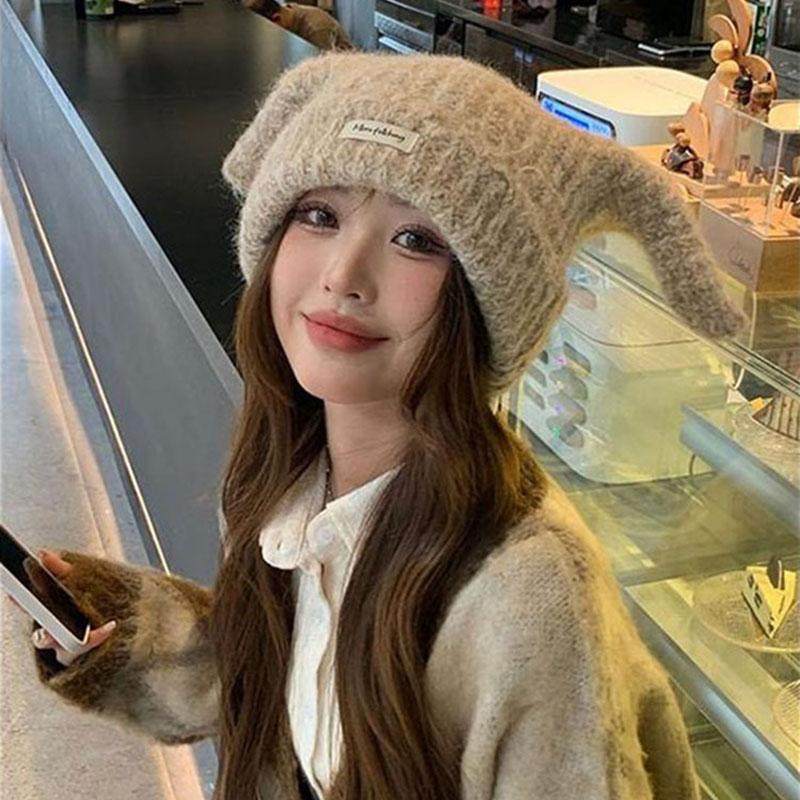 帽子女日系可爱小狗长耳针织帽秋冬保暖护耳百搭显脸小时尚毛线帽,服饰配件/皮带/帽子/围巾,帽子,淘宝优惠券,粉丝福利购,淘宝优惠卷