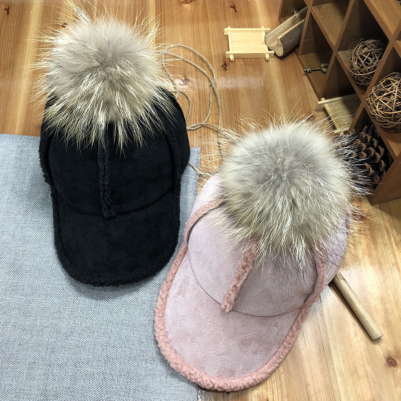 女冬天帽子加绒加厚保暖棒球帽韩版貉子毛球时尚鸭舌帽冬季学生帽
