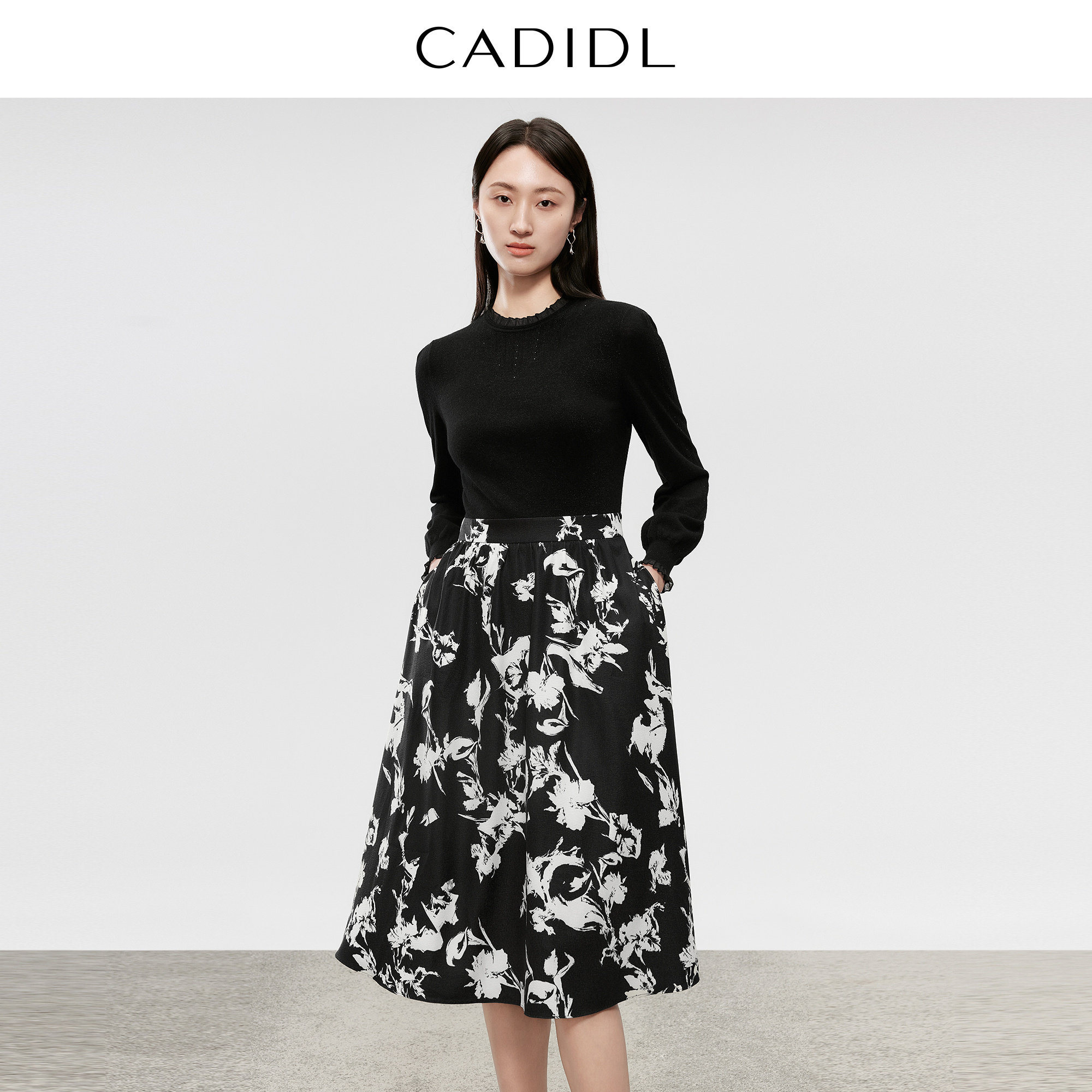 【绵羊毛】CADIDL卡迪黛尔商场同款春季穿搭优雅职场连衣裙外出女