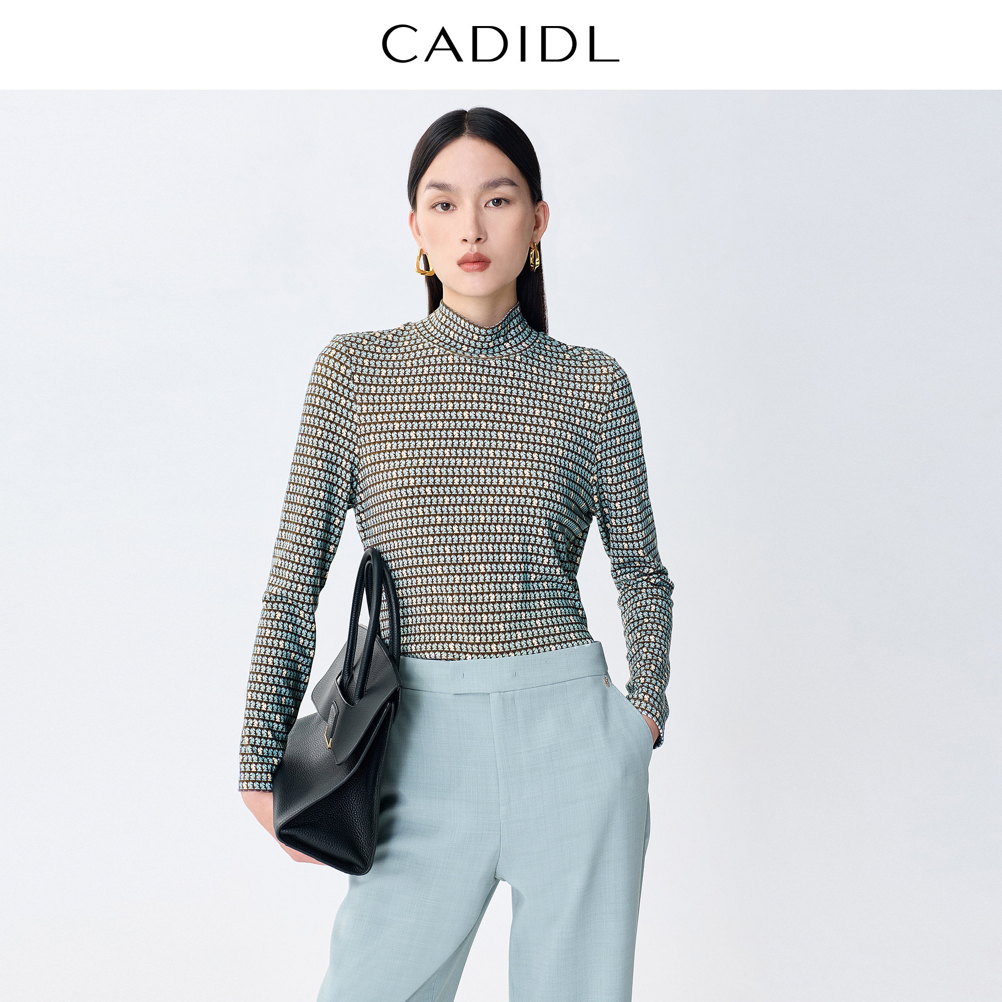 CADIDL卡迪黛尔【商场同款】立领时尚长袖蕾丝衫女上衣26春季新款