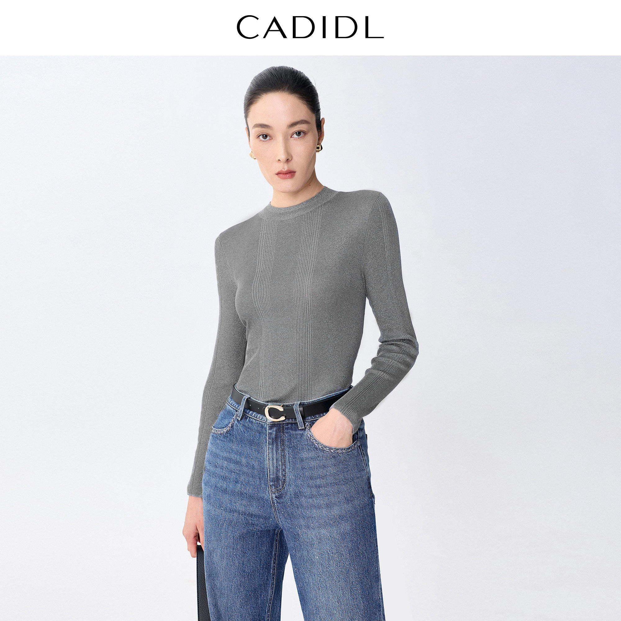 CADIDL卡迪黛尔【商场同款】气质修身长袖针织衫女上衣26春季新款