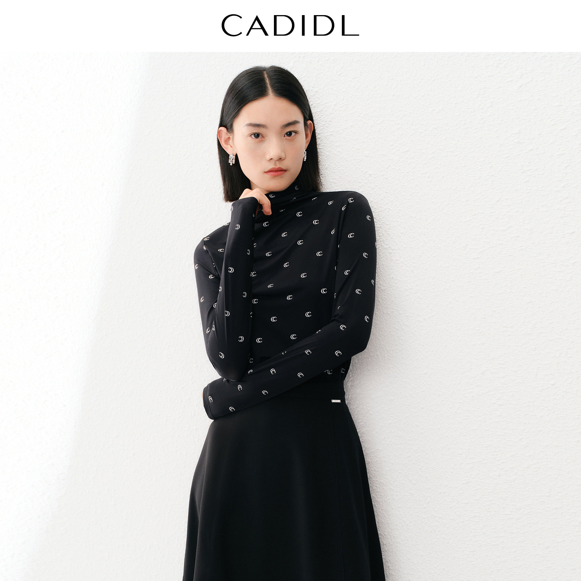 CADIDL卡迪黛尔冬季半高领长袖T恤弹力修身打底衫logo老花上衣女,女装/女士精品,衬衫,淘宝优惠券,粉丝福利购,淘宝优惠卷