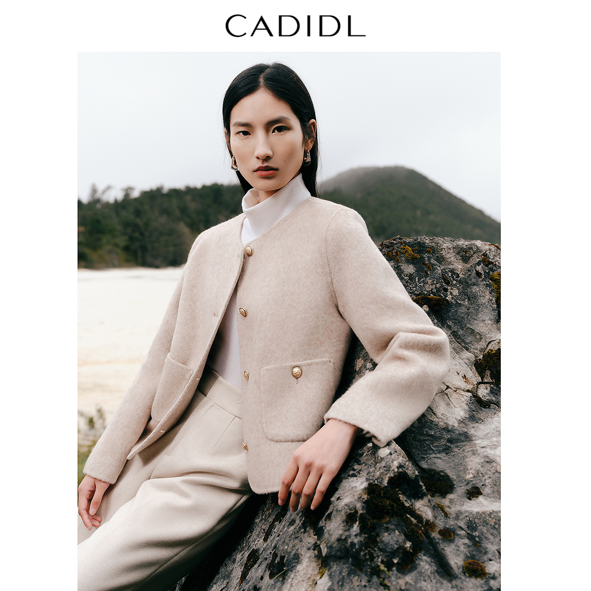 【柔感绵羊毛】CADIDL卡迪黛尔商场同款冬季气质通勤短毛呢外套女