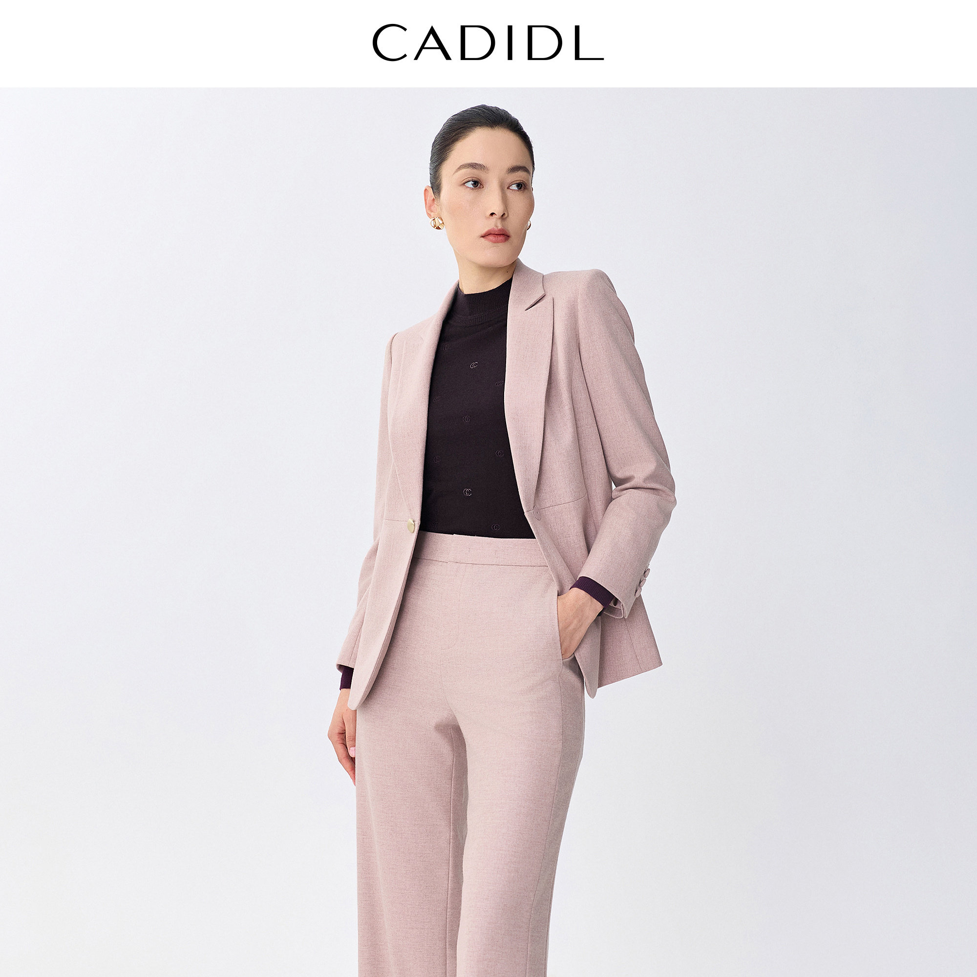 CADIDL卡迪黛尔【商场同款】气质通勤淡红色西装外套女26春季新款