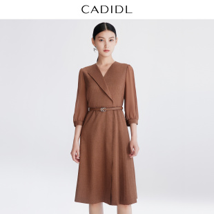 领A字连衣裙女 优雅气质简约西装 CADIDL卡迪黛尔商场同款 秋季