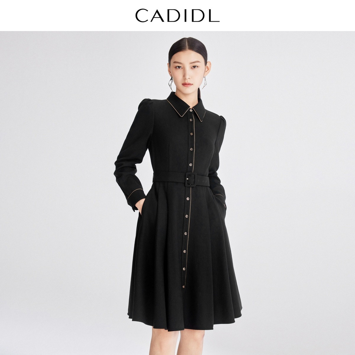 【绵羊毛】CADIDL卡迪黛尔秋季商场同款气质通勤简约连衣裙女