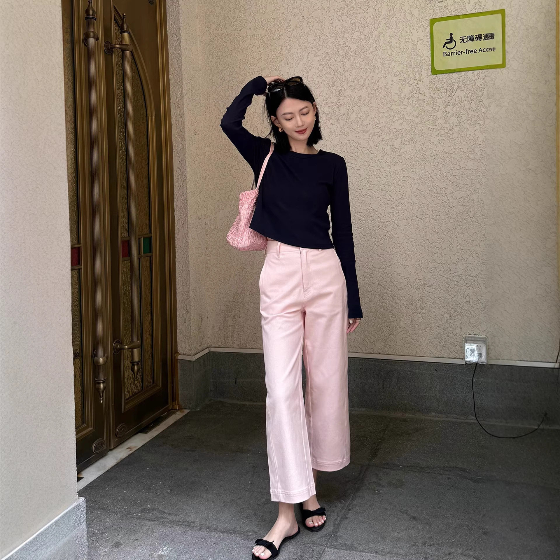 现货上新优惠 法式漫步 时髦廓形 小弯刀 收胯 九分裤 直筒牛仔裤