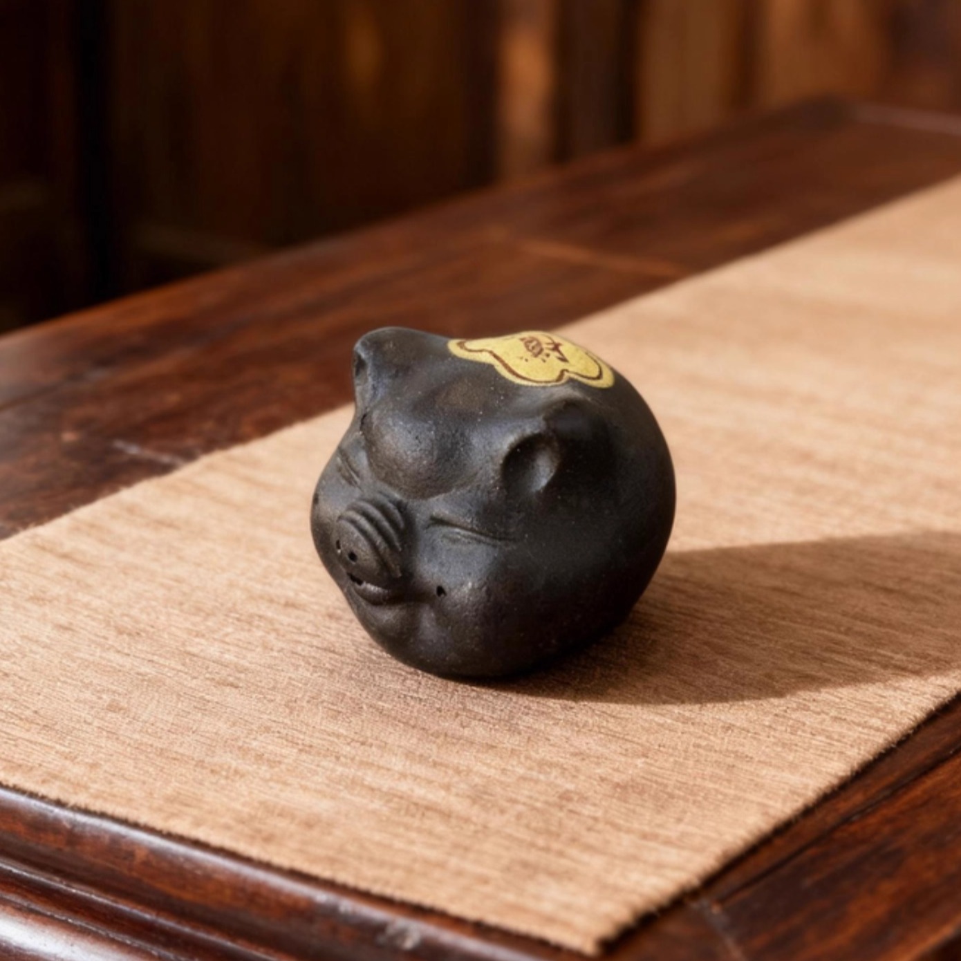 茶宠茶桌摆件发财猪紫砂手工艺品博古架茶室摆件高级生日礼物精品