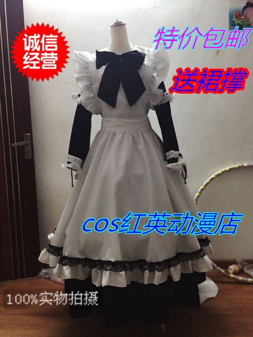 黑白女仆装 lolita萌系洋装公主cos长款系列1送裙撑