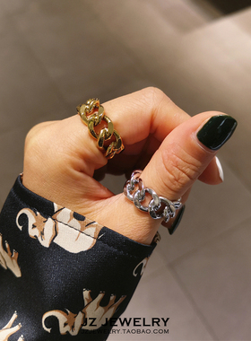 jzring欧美简约ins风链条指环