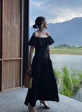 SWHP 现货 口碑好货 高级气质优雅翻领两穿连衣裙夏季弹力中长裙