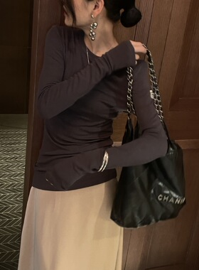 SWHP 现货天丝羊毛基础款圆领打底春秋弹力长袖上衣