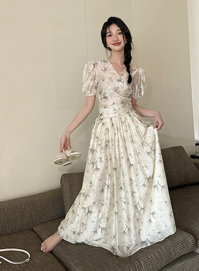 SWHP 【大清仓】天丝两件套夏季气质温柔V领绑带上衣半身裙