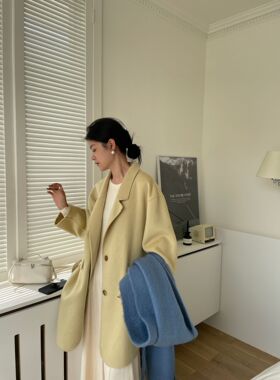 SWHP  好货清仓 宽松西装领羊驼毛&羊毛大衣通勤廓形高级外套