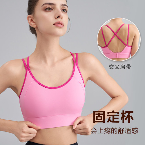欧美美背运动内衣防震跑步高强度聚拢性感外穿健身文胸瑜伽背心女