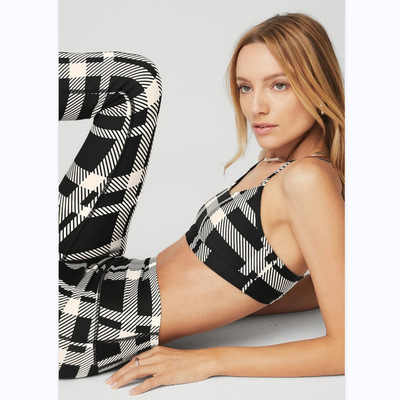 欧美时尚大格子瑜伽服女美背心运动文胸内衣跑步健身裤套装