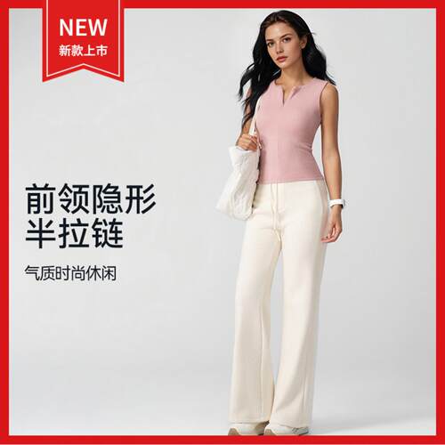 新款一体杯垫简约隐形拉链满背