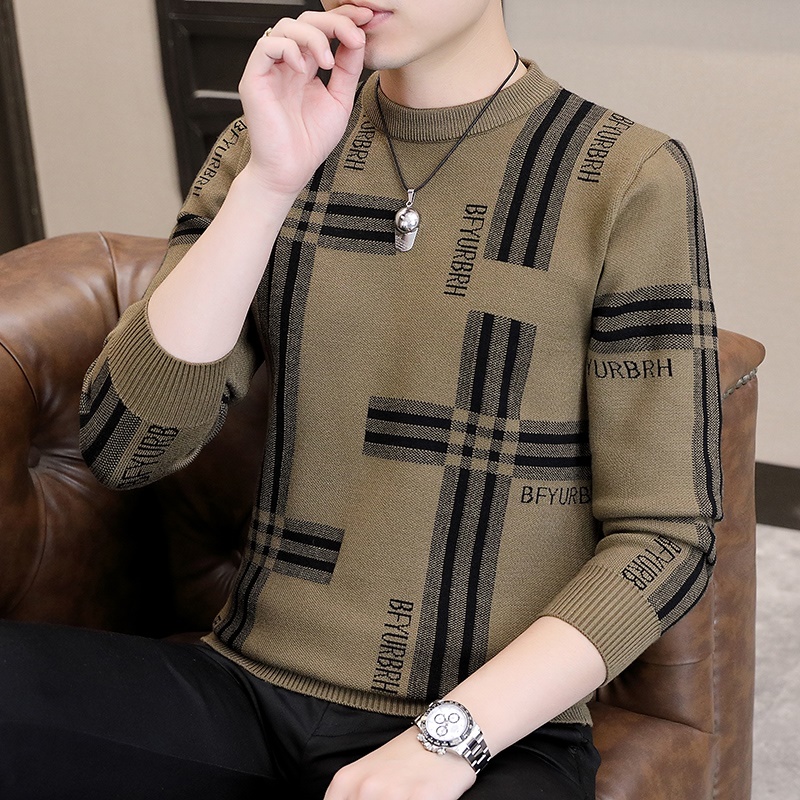 不起球潮牌欧货加绒圆领毛衣男