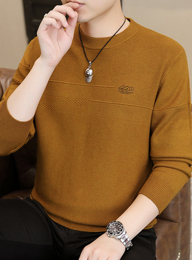 黄色毛衣男2025秋冬季新款修身长袖针织打底衫品牌羊毛衫男装线衣