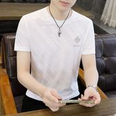 t恤男夏季 高端烫钻桑蚕丝薄款 体恤衫 冰丝短袖 潮流百搭半袖 上衣服