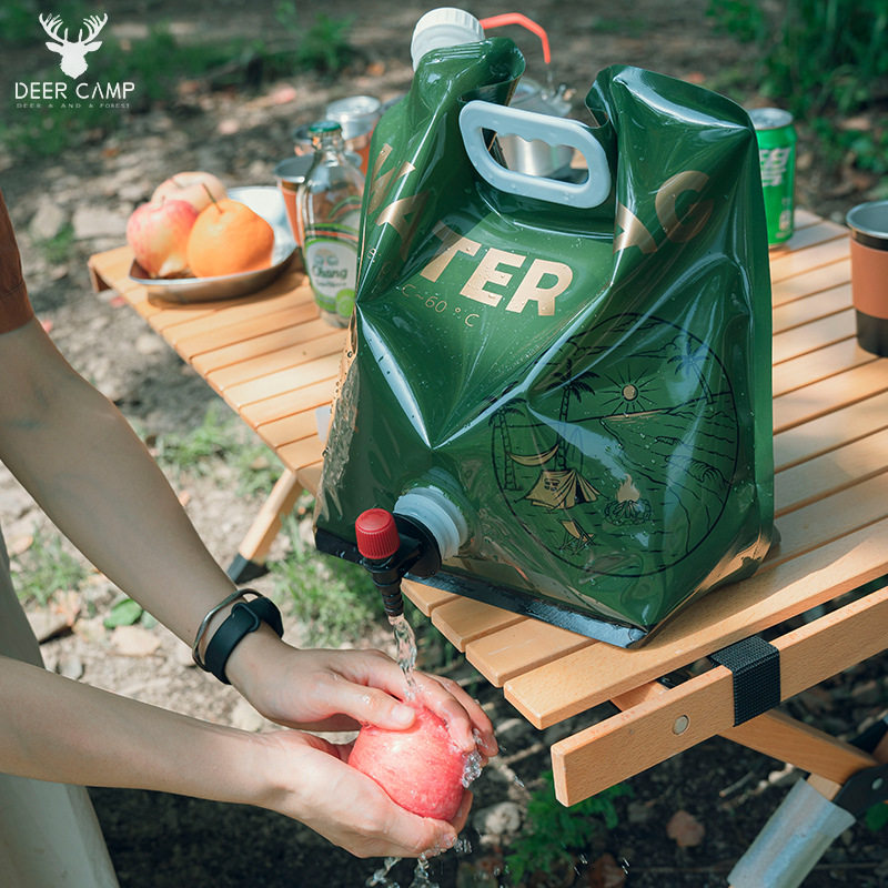 户外大容量水袋9L折叠储水袋加厚带阀门露营用品软体收纳塑料水桶