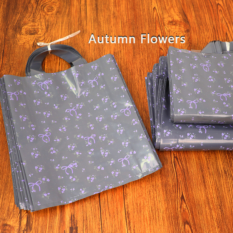 新款碎花手提塑料袋加厚服装店购物袋秋冬高级感面膜鞋盒礼品胶袋