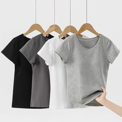 纯棉短袖t恤女夏带胸垫家居服