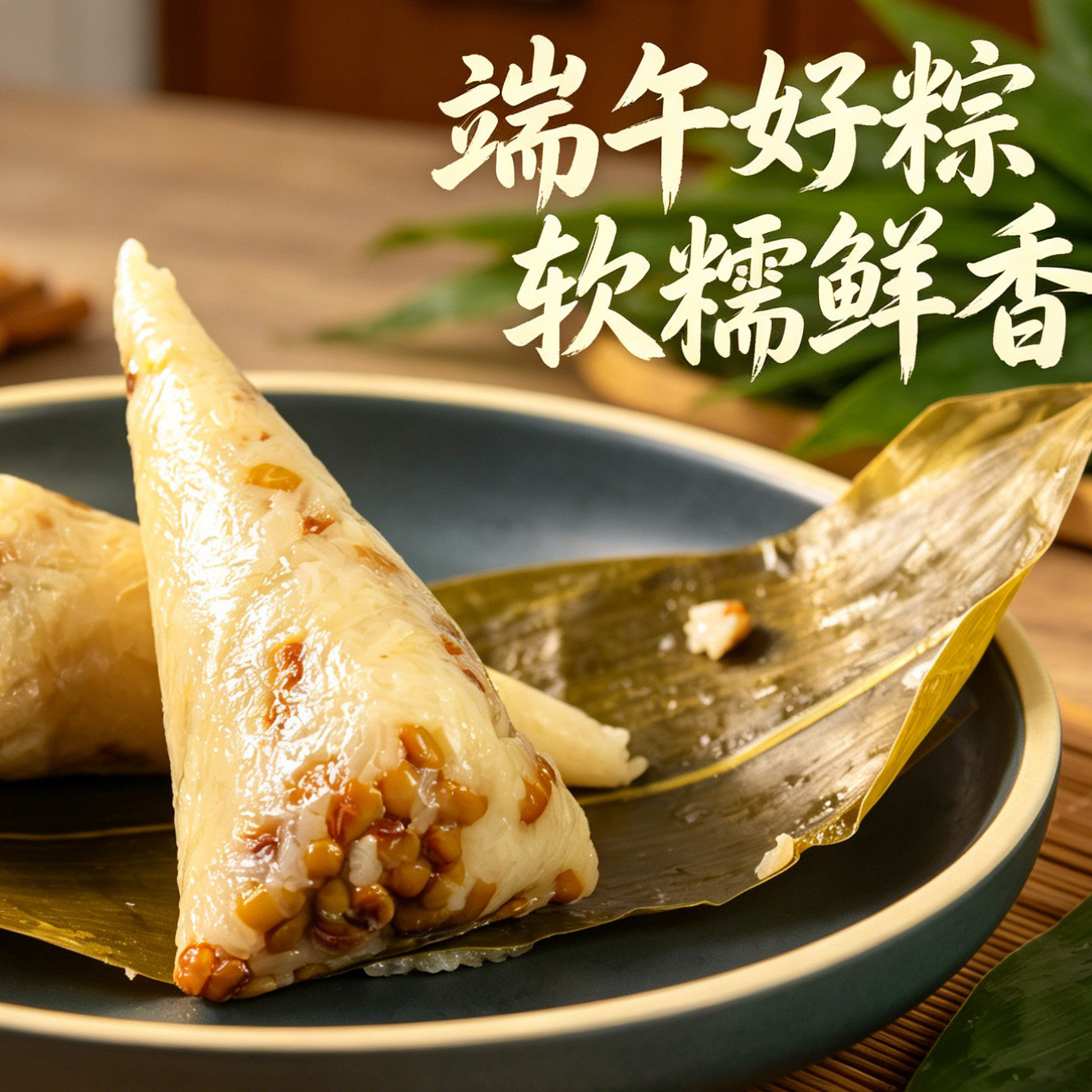 绿豆粽子纯糯米白米粽子手工新鲜湖南清水粽原味粽农家现包三角棕