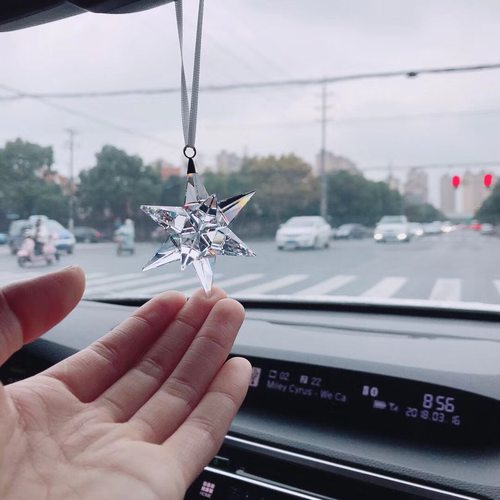 水晶雪花流星锤创意女士汽车挂件