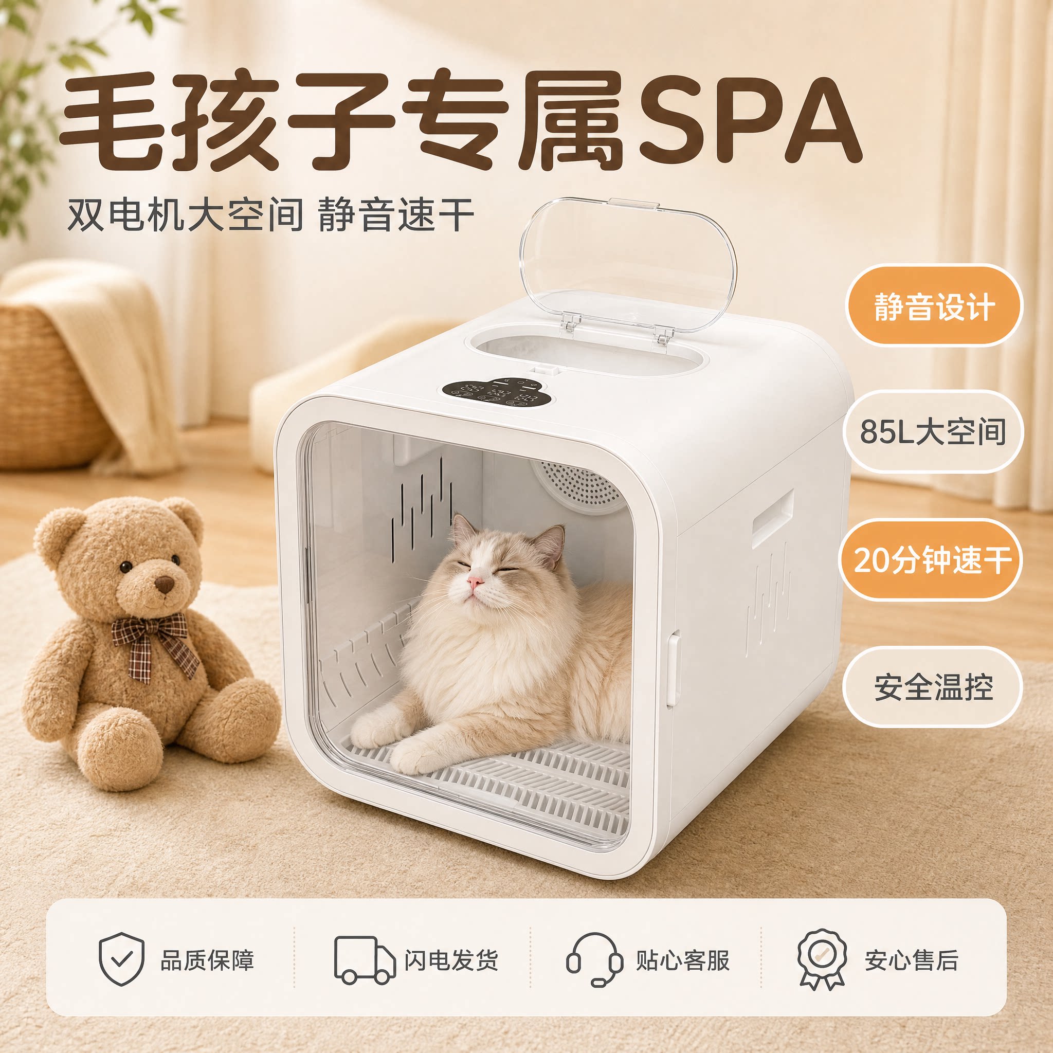 宠物猫智能洗澡烘干箱猫咪烘干机狗狗家用自动吹毛吹水神器防抓咬