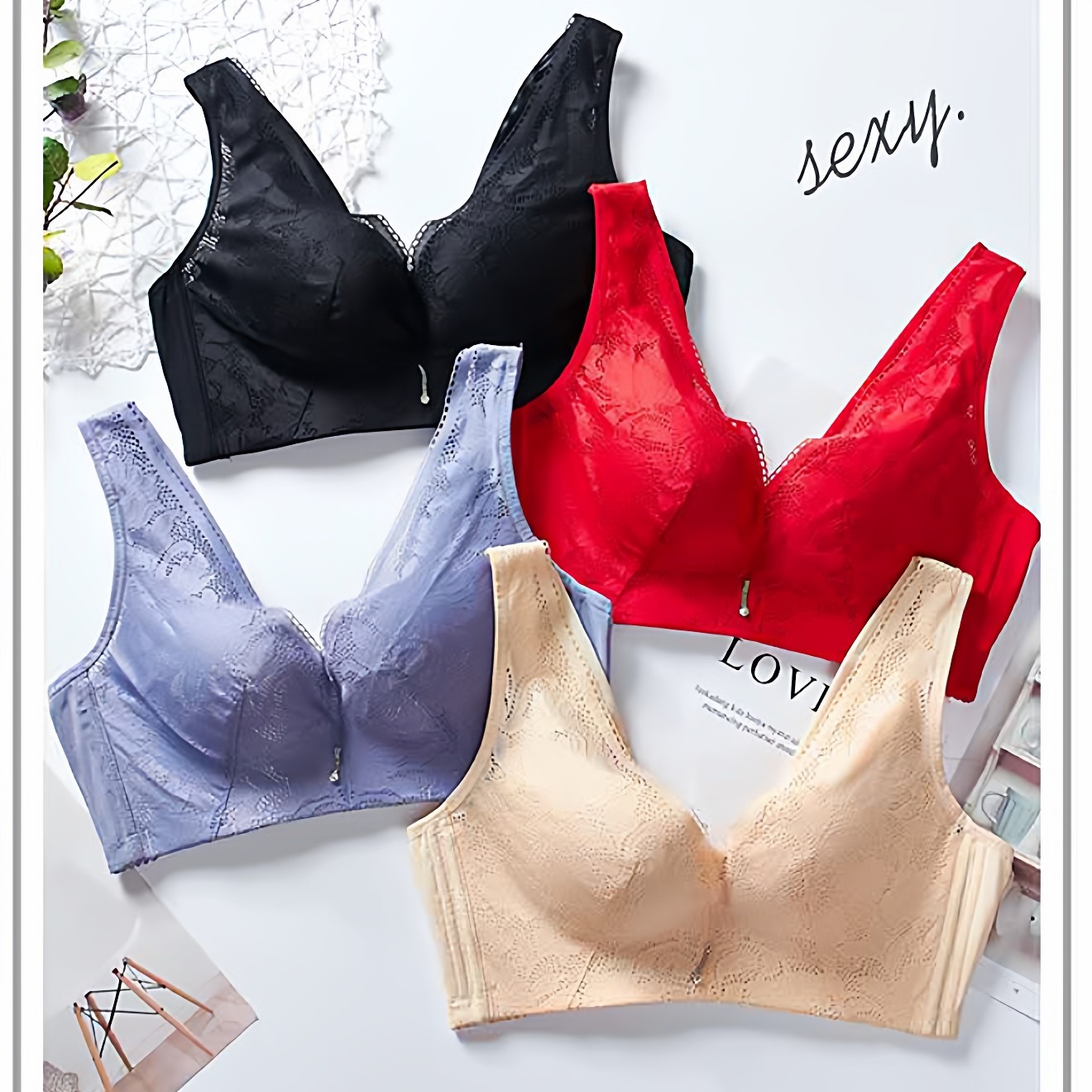 天姿芳正品新款无钢圈背心式文胸8618夏季四排扣薄款聚拢c杯内衣