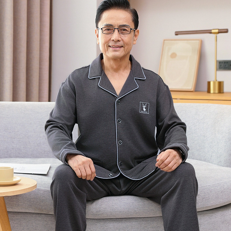 发热德绒睡衣男款加厚秋冬款磨毛大码开衫长袖春秋薄绒男士家居服