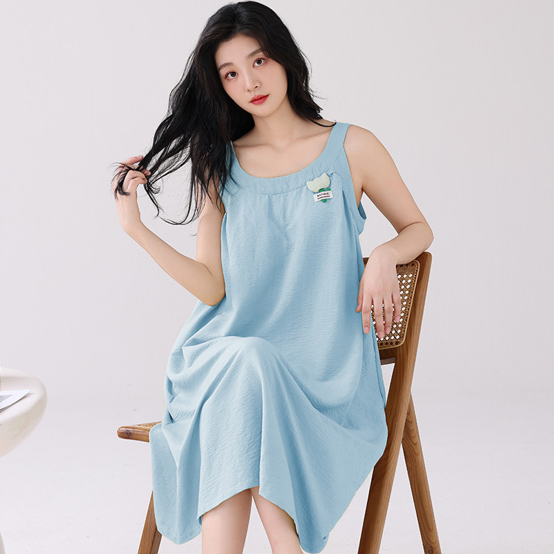 带胸垫睡裙女夏季薄款无袖连衣裙